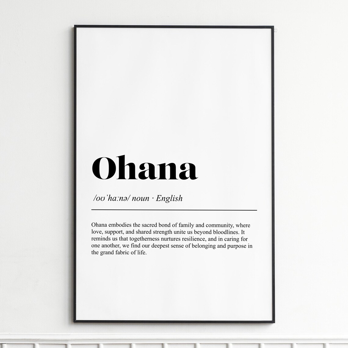 Ohana Means Family Dictionary Definition Typography Black Serif Poster