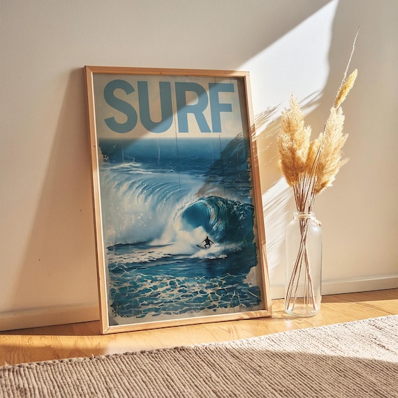 Surf Art Print, Retro Coastal Decor