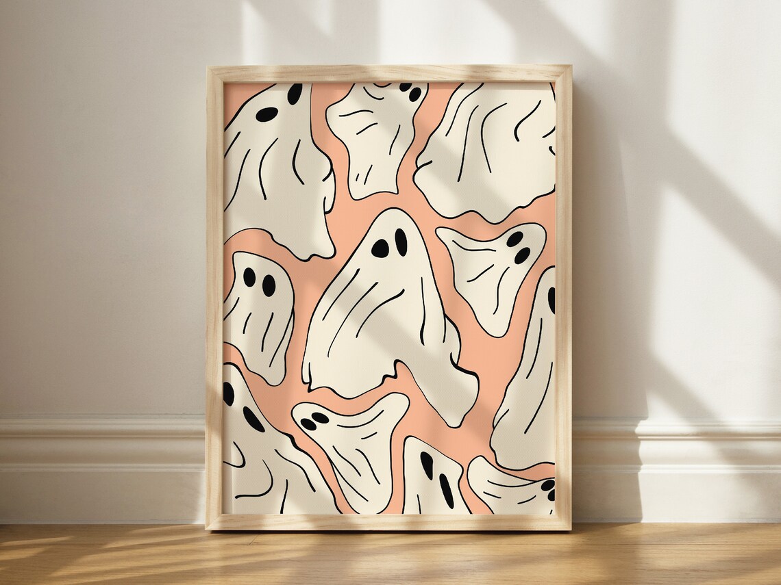 Peach Melted Abstract Halloween Art Print