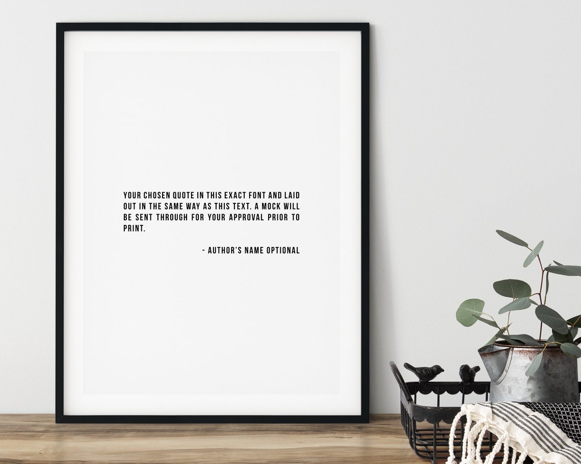 Personalized Custom Quote Text Elegant Minimalist Typography Print