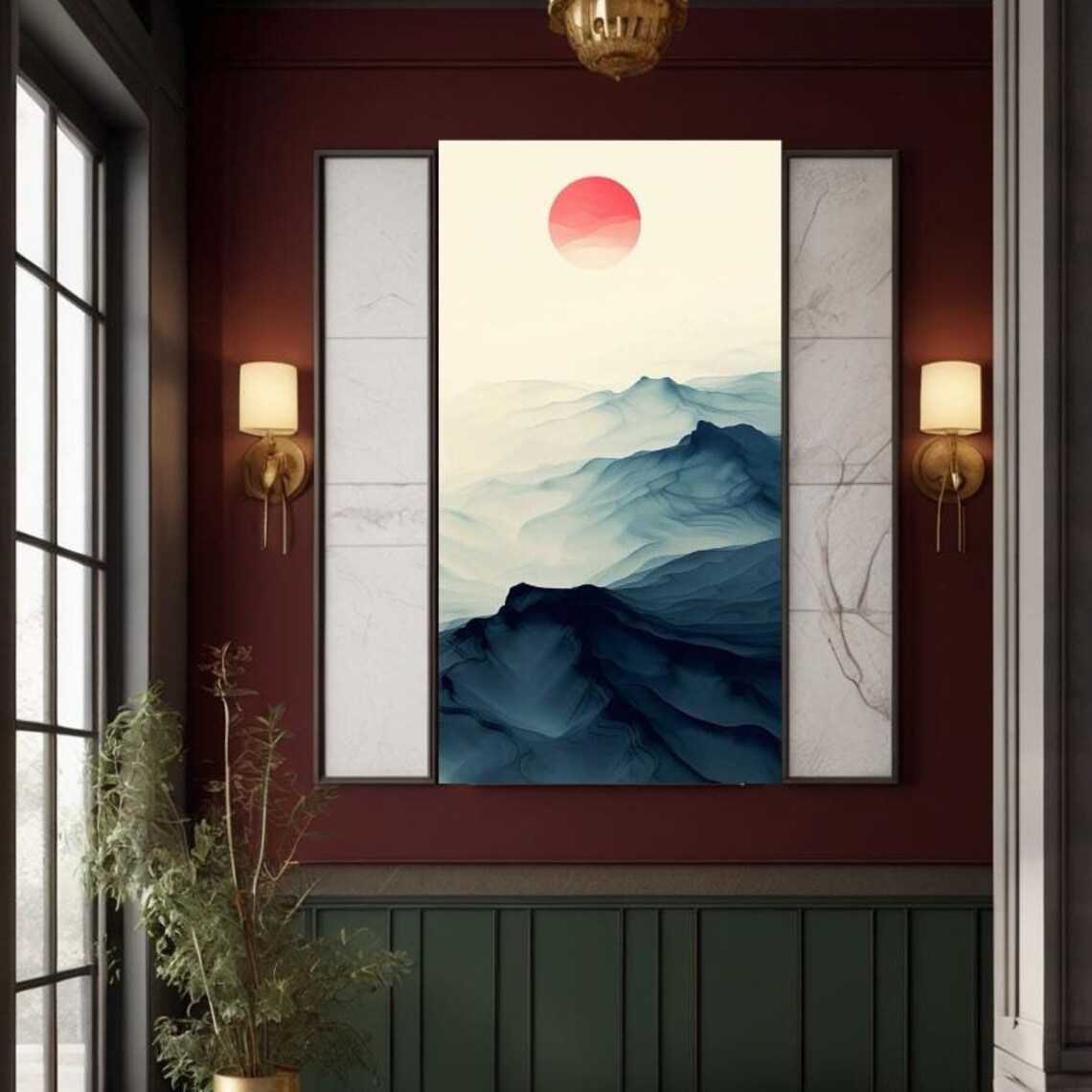 Sunset Mountain, Minimalist Nature Art Print