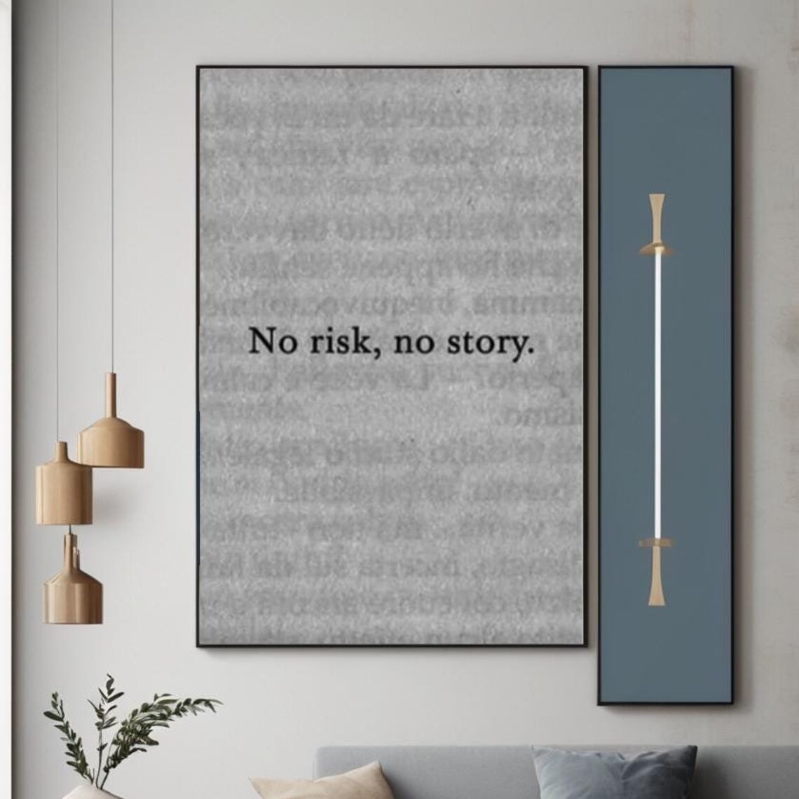 No Risk No Story Minimalist Gray Textured Background Quote Poster - Image 2
