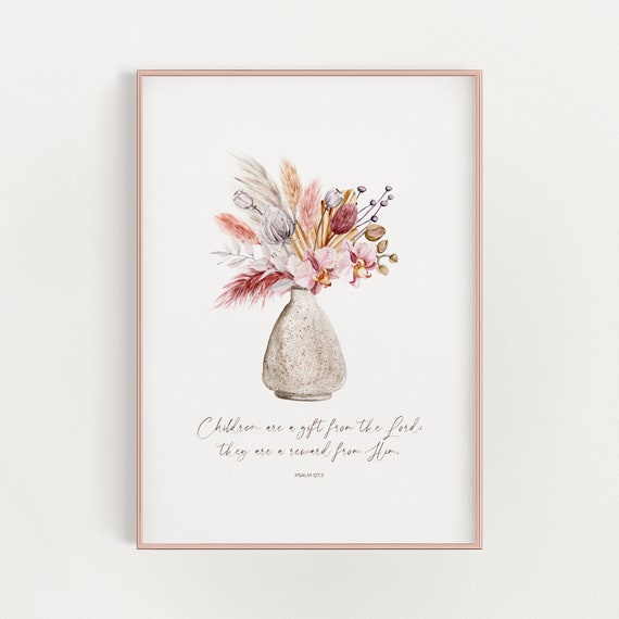 Psalm 1273 Nursery Scripture Baby Girl Nursery Wall Art Christian Baby Shower Gift Bible Verse Christian Nursery Decor