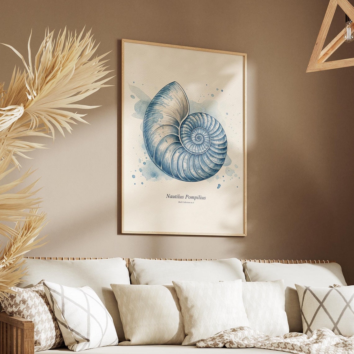 Watercolor Seashell Print, Coastal Antique Drawing