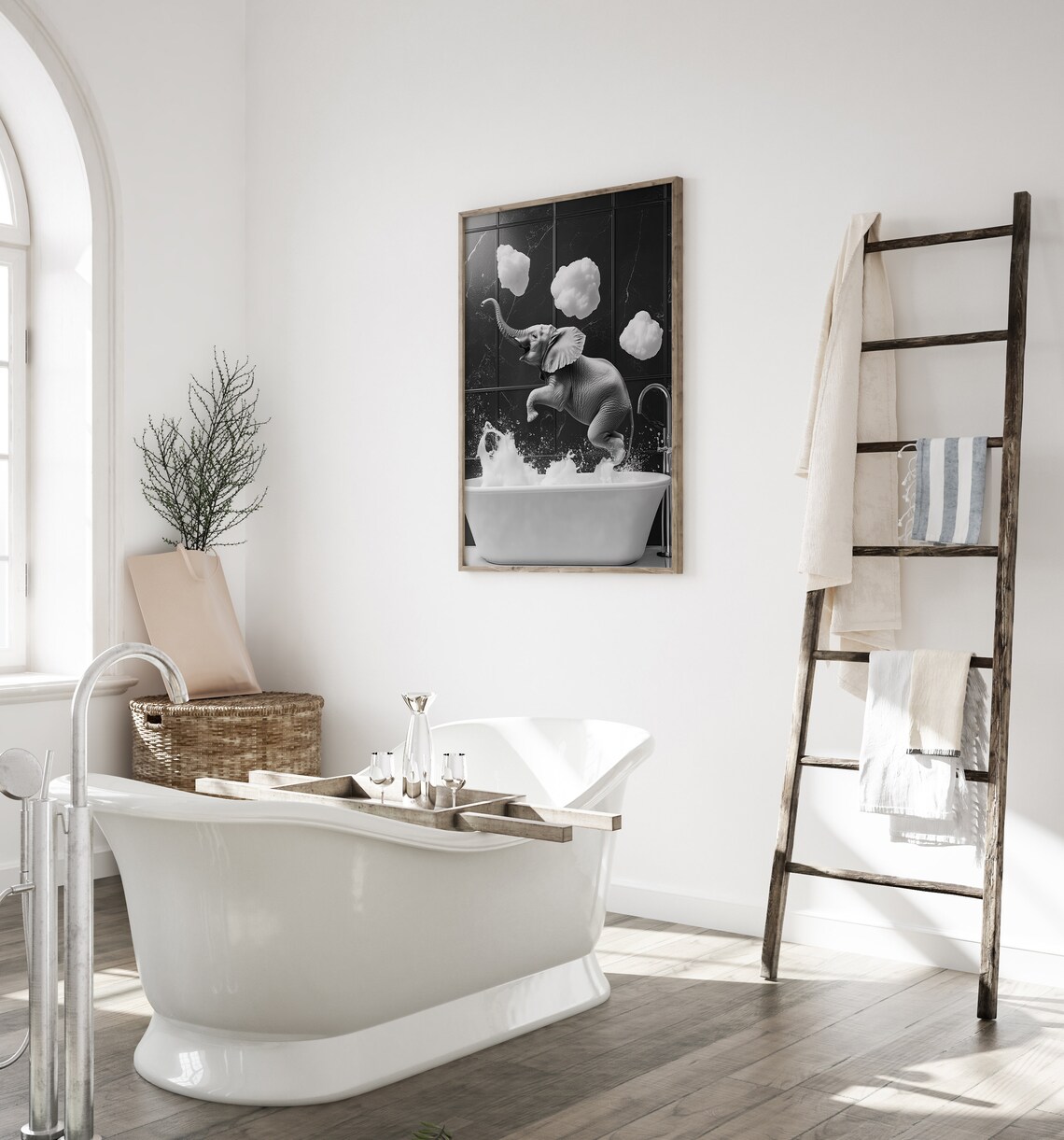Happy Elephant in a Tub, Funny Bathroom Poster - Image 5