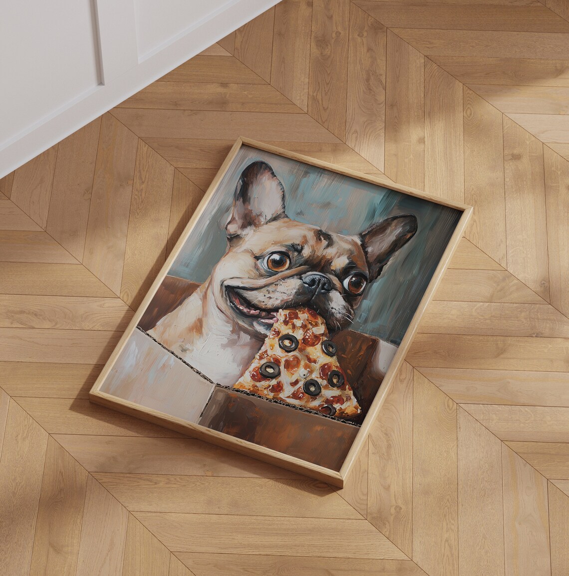 Cute Dog Eating Pizza, Funny Dog Kitchen Art Print - Image 6