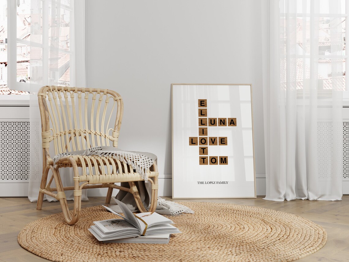 Personalized Letter Tile Art, Crossword Style - Image 3