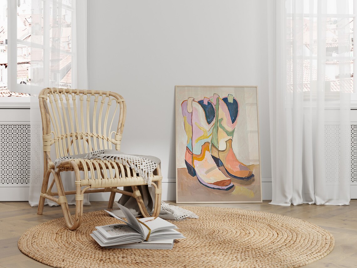 Cowgirl Boots Illustration, Retro Western Decor - Image 3