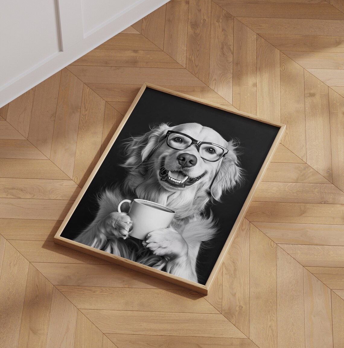 Golden Retriever Drinking Coffee, Funny Dog Print - Image 4