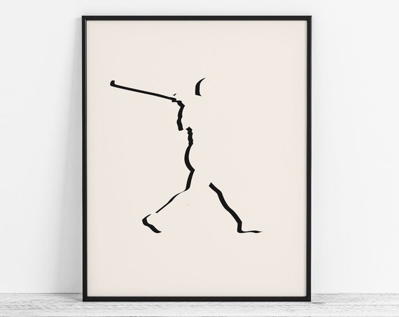 Minimalist Baseball Art Modern Poster Boy Player Gift Abstract Wall Sports Room Decor