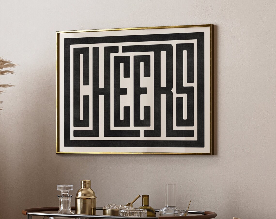 Cheers Minimalist Modern Cocktail Art Print