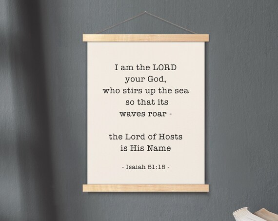 Stirs Up The Sea Isaiah 5115 Hanging Canvas Bible Verse Wall Art Scripture Minimalist Print Surfing Waves