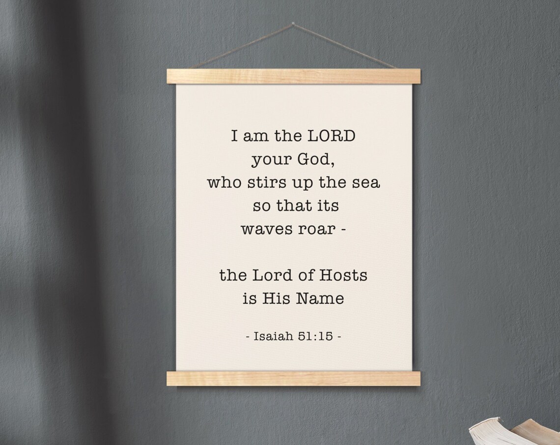 Stirs Up The Sea Isaiah 5115 Hanging Canvas Bible Verse Wall Art Scripture Minimalist Print Surfing Waves