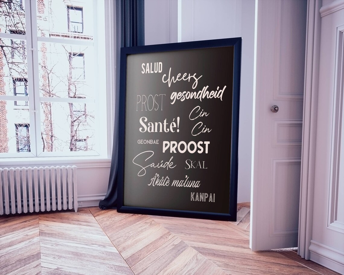 Bar Cart Cheers Art Print, Home Bar Decor - Image 2