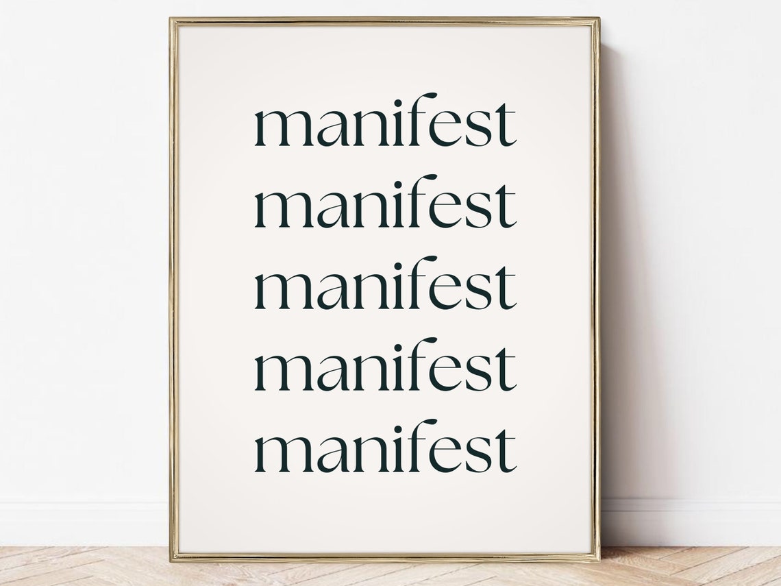 Manifest Repeated Serif Typography Law of Attraction Wall Poster
