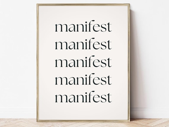 Manifest Repeated Serif Typography Law of Attraction Wall Poster