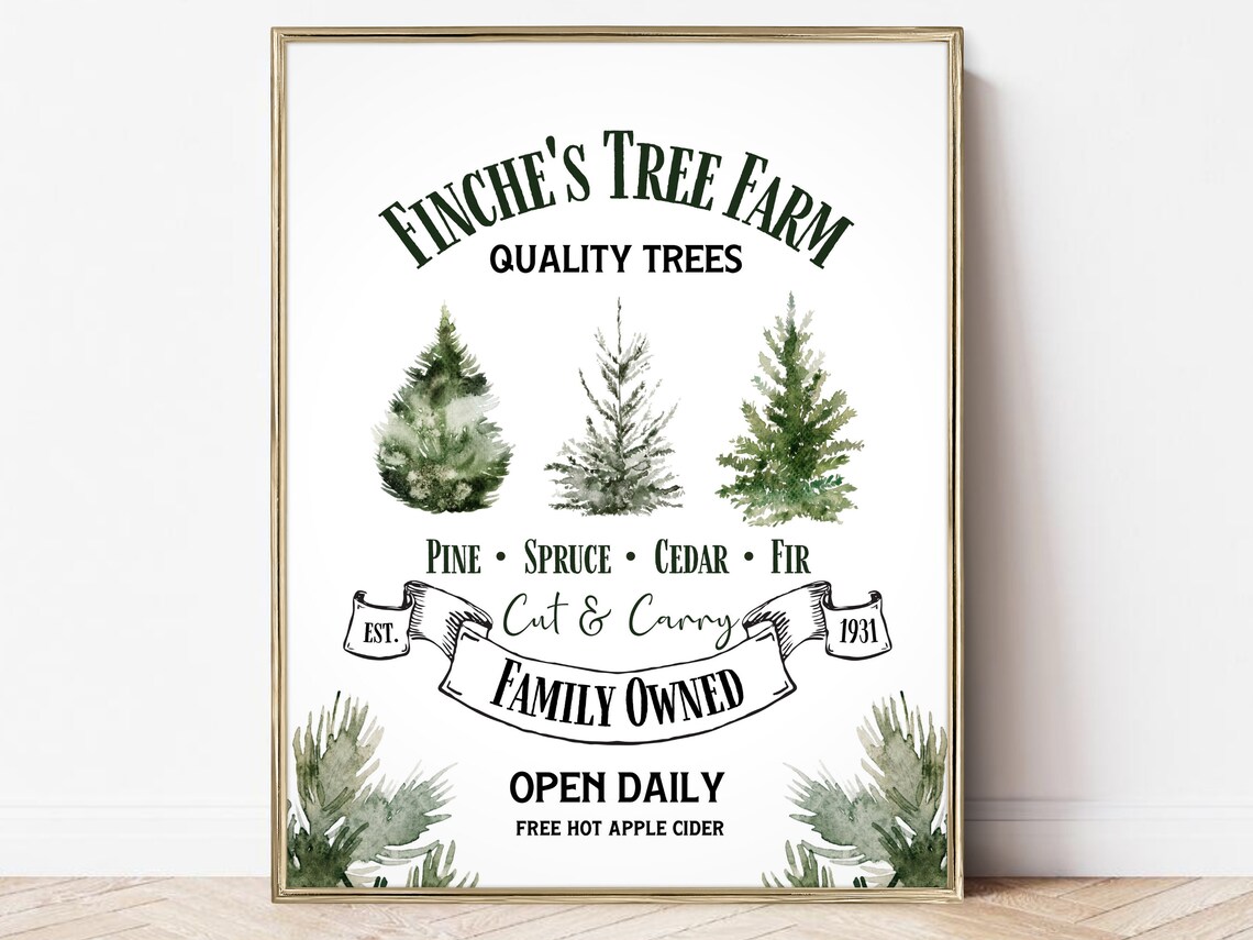 Christmas Tree Farm Sign, Holiday Wall Art