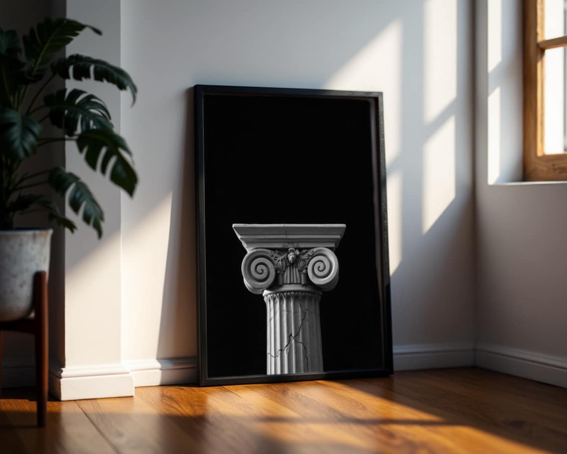 Greek Ionic Column Minimalist Architecture Wall Art