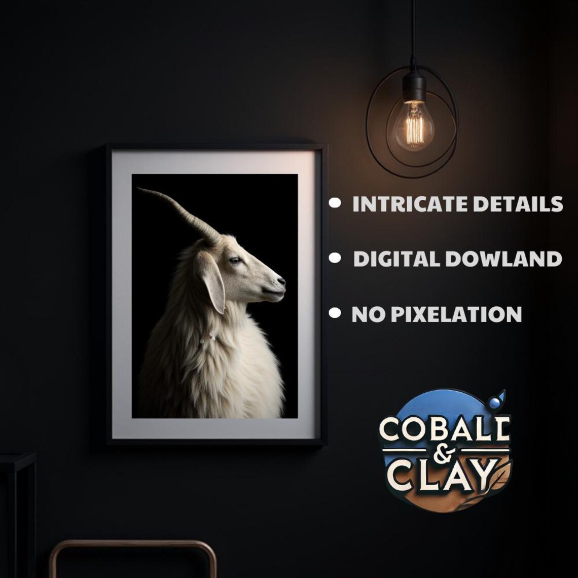 Minimalist Goat Portrait, Modern Farmhouse Decor - Image 2