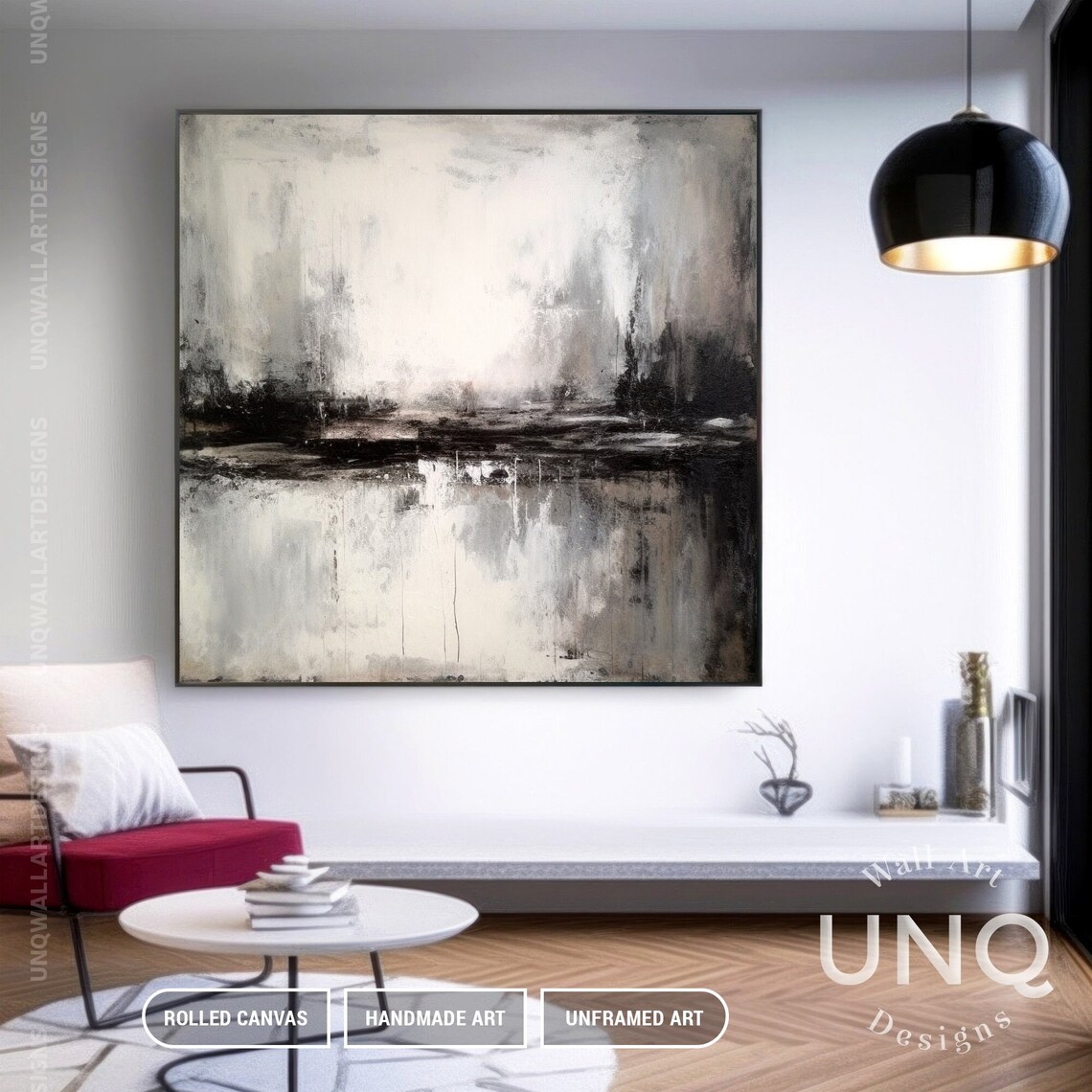Abstract Landscape Art Print, Brown Grey Minimalist - Image 4