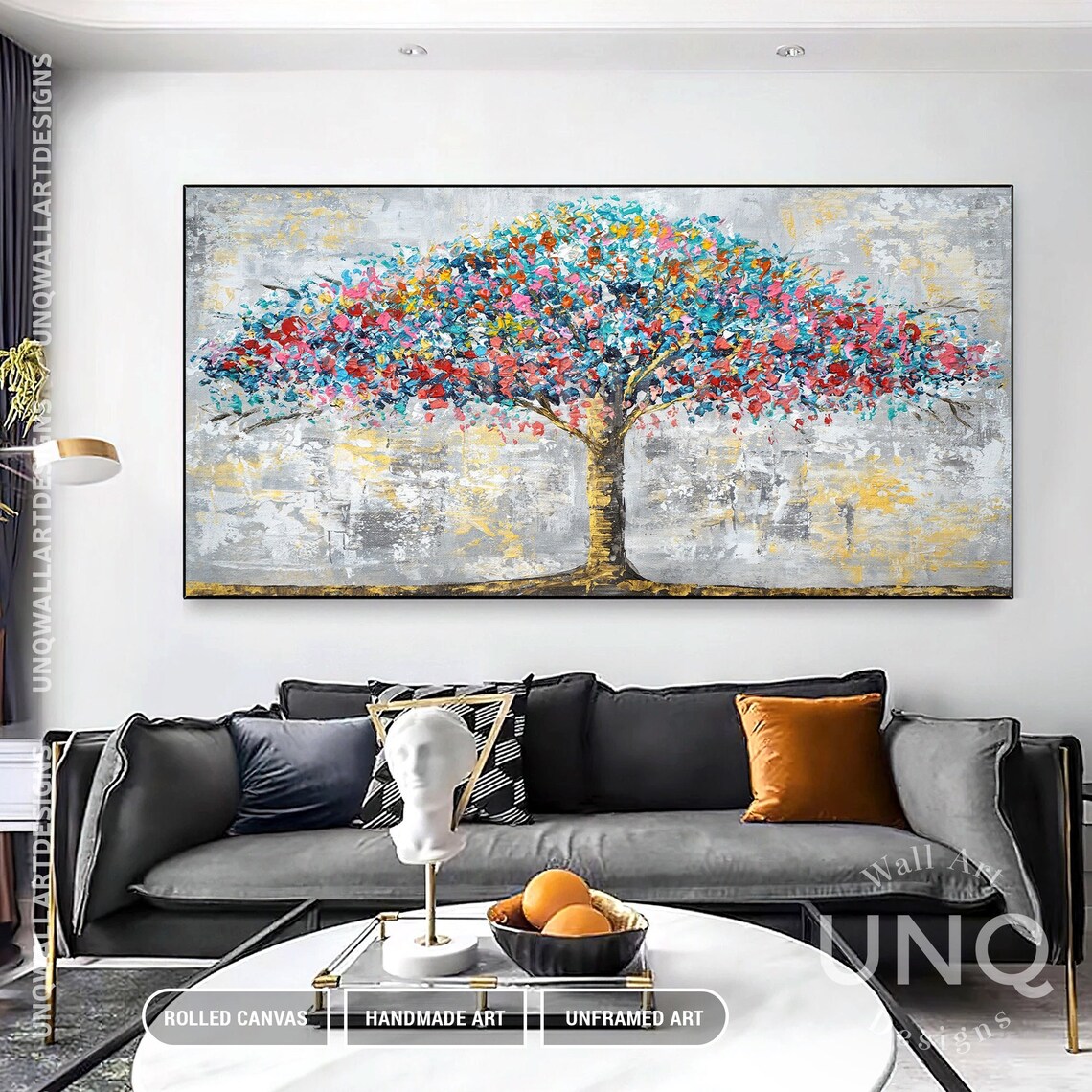 Modern Blossom Tree, Colorful Bohemian Art Print - Image 2