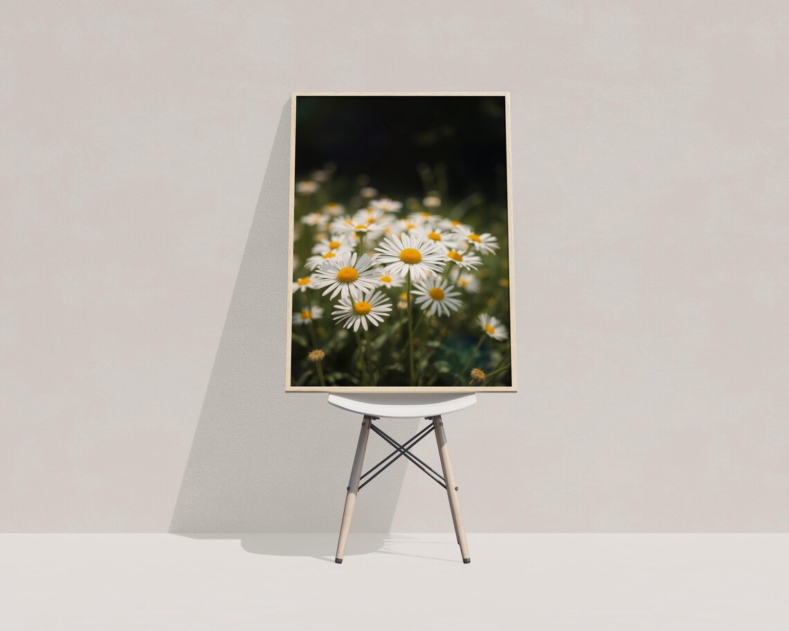 White Daisy Wildflower Field Close Up Night Garden Photo Print - Image 3