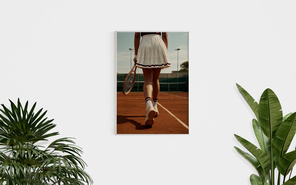 Tennis Girl Wall Art Trendy Art Prints Tennis Poster Retro Wall Art Tennis Court Print Sports Prints Girly Wall Art Print - Image 2