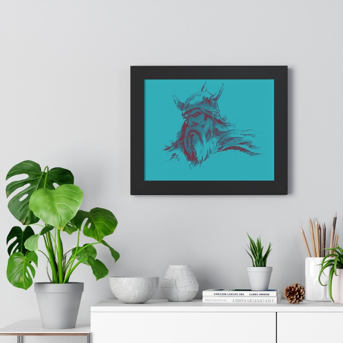 Viking Warrior Framed Horizontal Poster Artwork For Home Decor Nordic Wall Art Gift For Him Man Cave Decoration Unique Gift Idea - Image 4