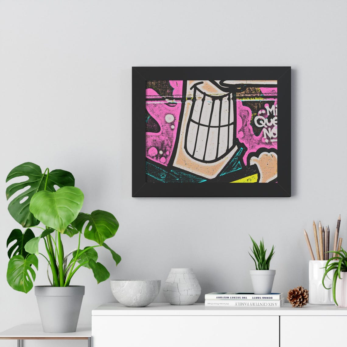 Cheerful Smiling Cartoon Character Graffiti Art Framed Poster - Image 4