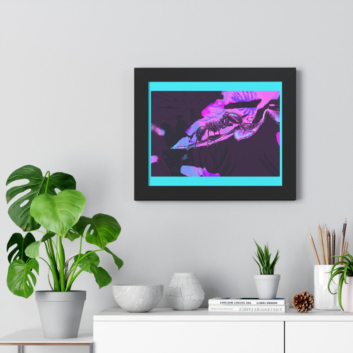 Ant Art Poster Colorful Neon Abstract Insects Horizontal Framed Print Close Up Bug Wall Decor Entomology Gift For Bug Lovers Ant Lover - Image 4