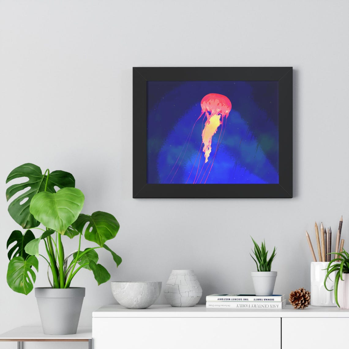 Vibrant Jellyfish Framed Poster Ocean Themed Wall Art For Home Decor Gift For Ocean Lovers Sea Animal Enthusiasts Birthday Gift - Image 2