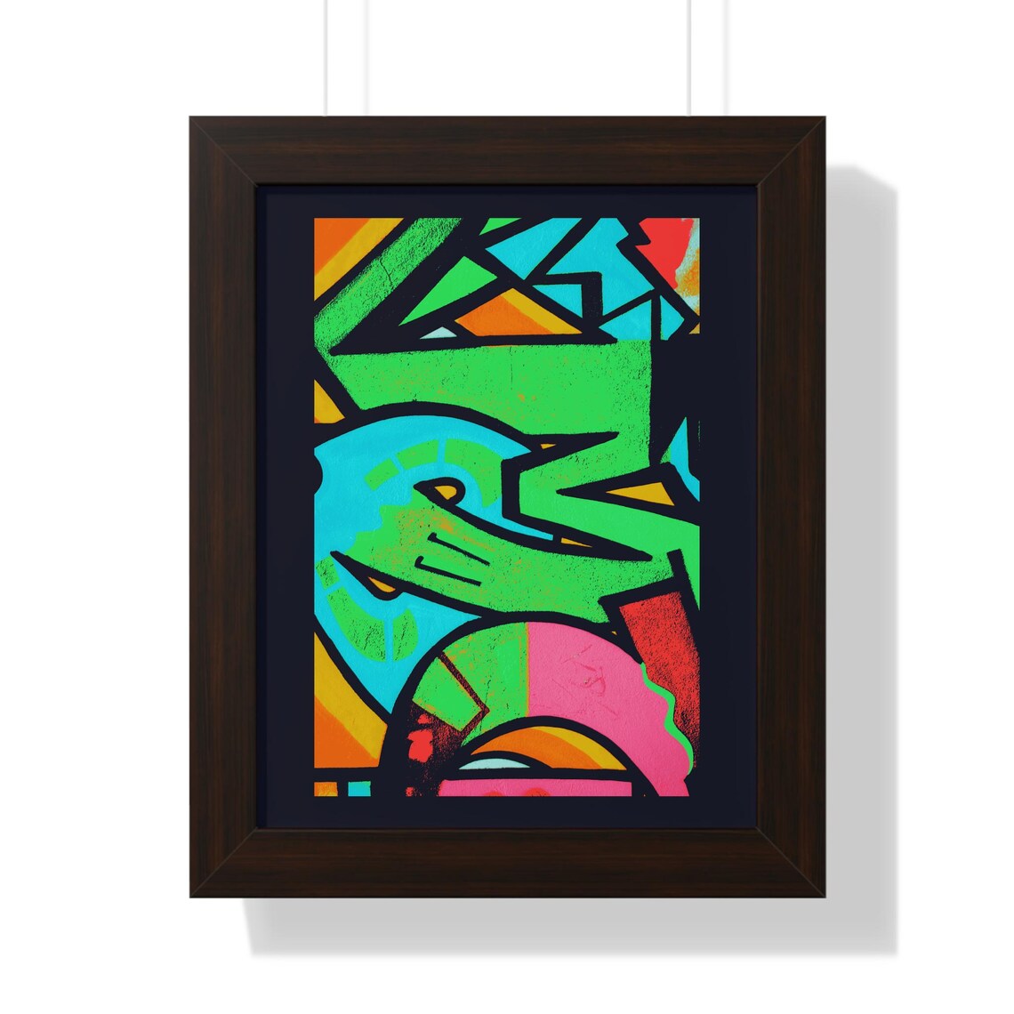 Bold Colorful Geometric Abstract Graffiti Mural Framed Poster - Image 2