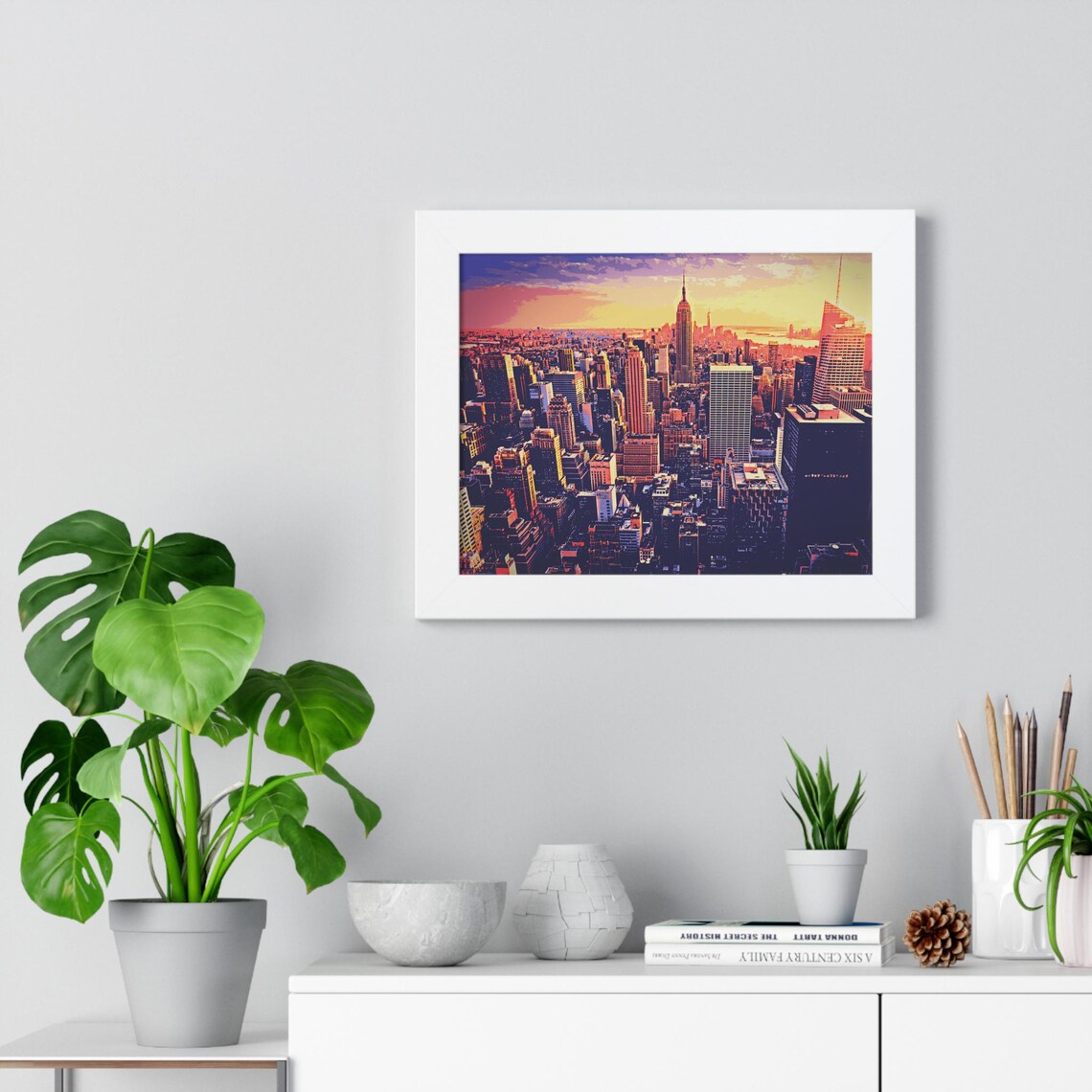 Golden New York City Skyline at Sunset in Warm Tones Framed Poster - Image 2