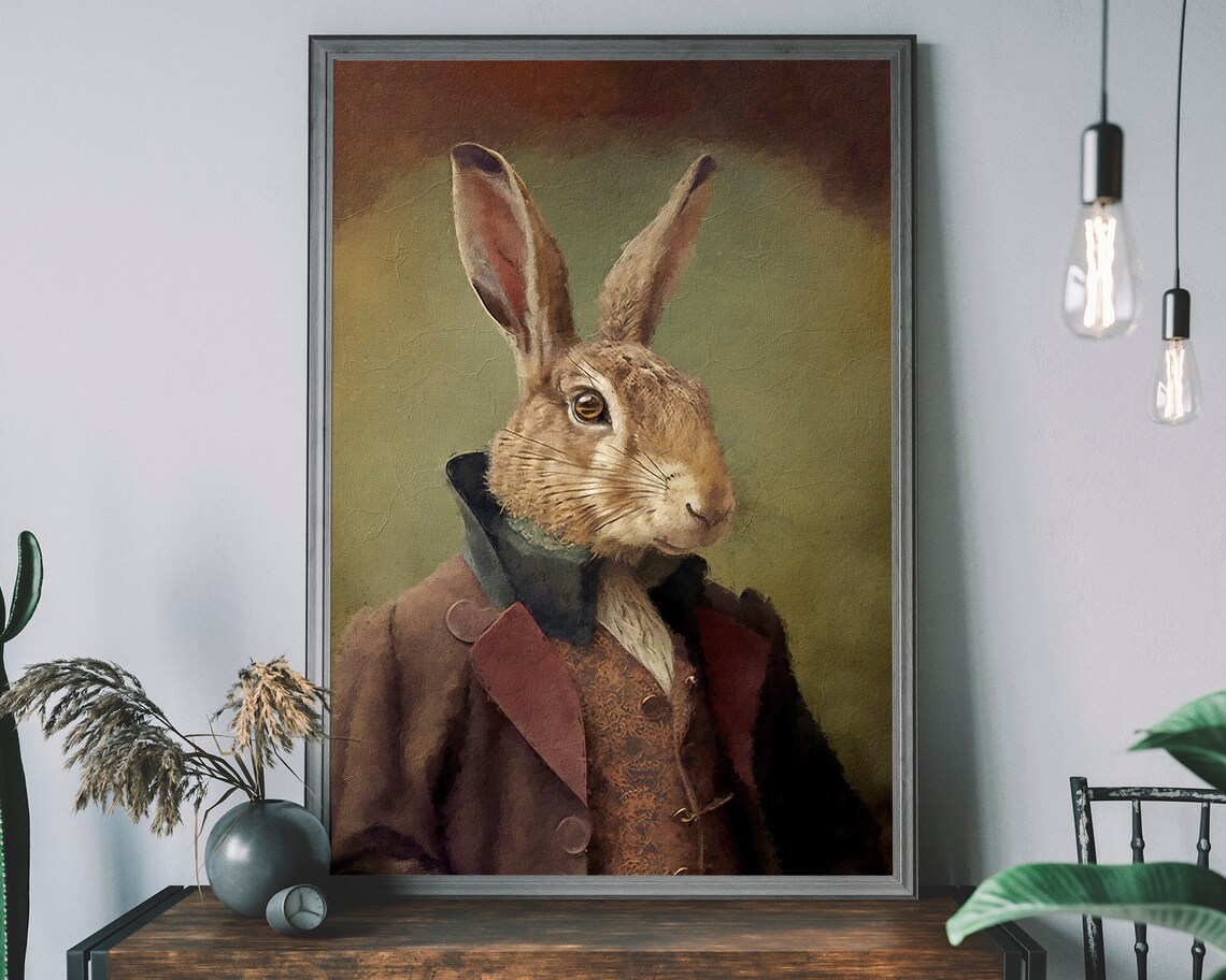 Vintage Hare Altered Art, Funny Animal Print