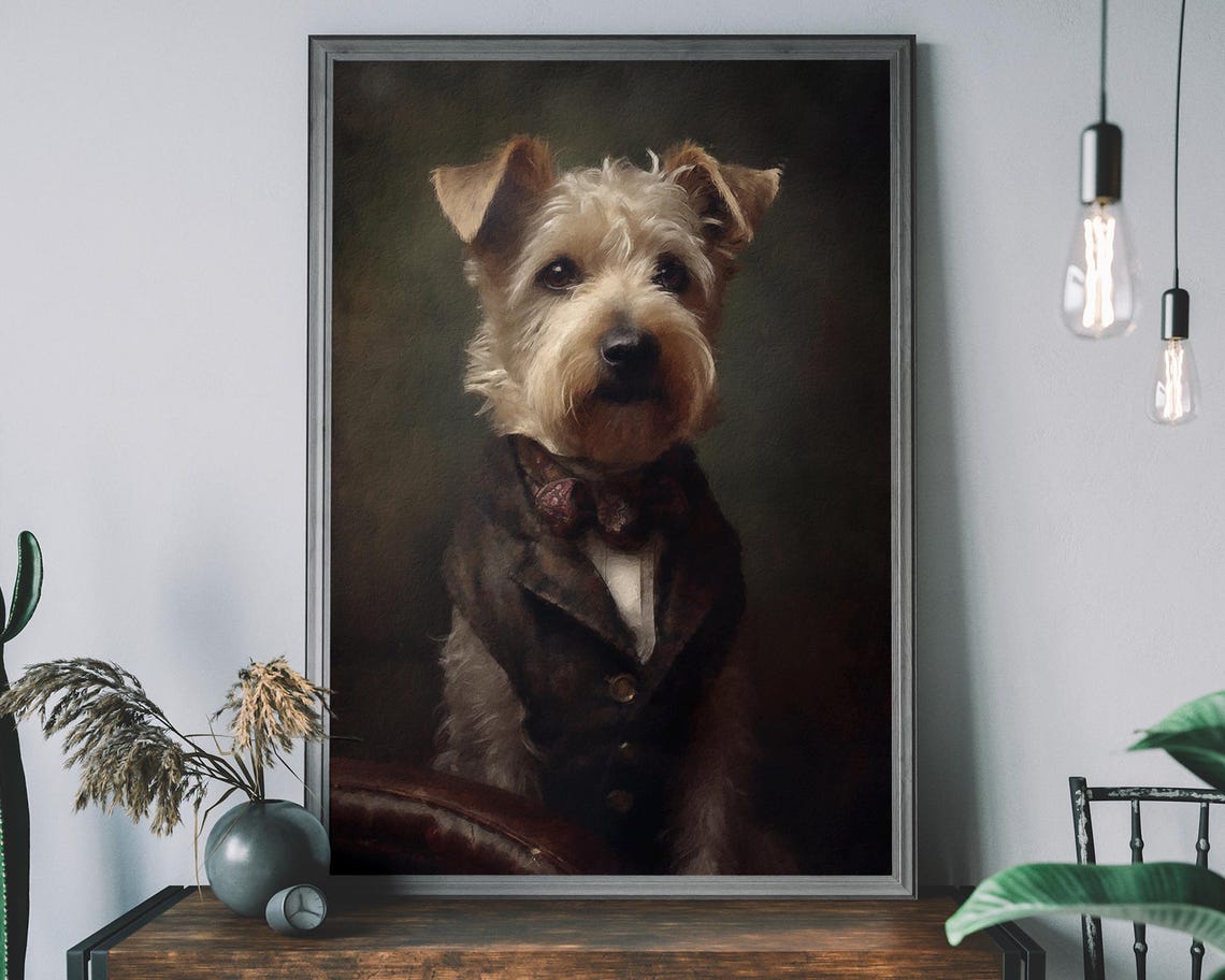 Yorkshire Terrier Victorian Gentleman Bow Tie Portrait Dog Art Poster