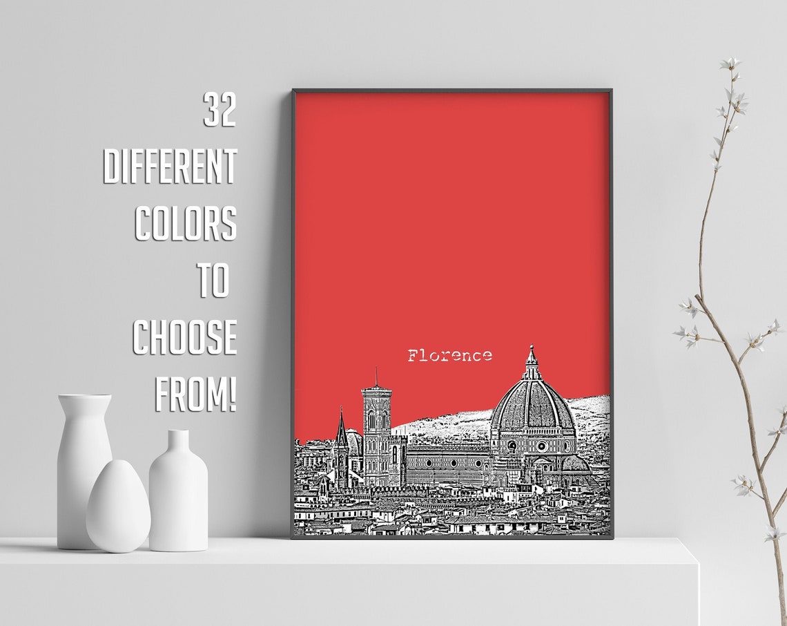 Florence Duomo Cathedral Bold Red Pop Art Italy Travel Poster