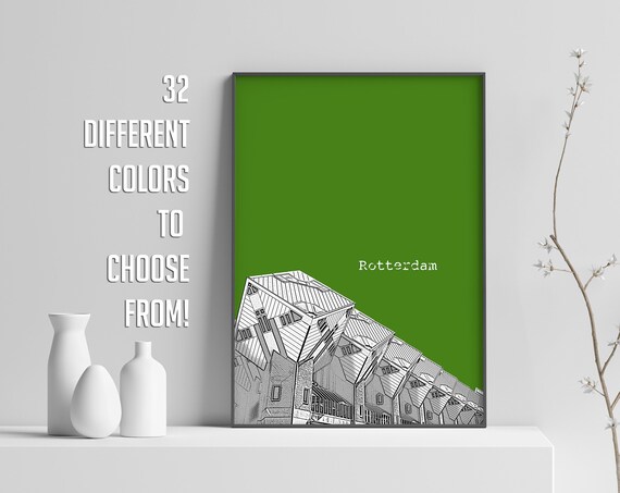 Rotterdam Cube Houses Modern Color Block Poster Custom Sky Color
