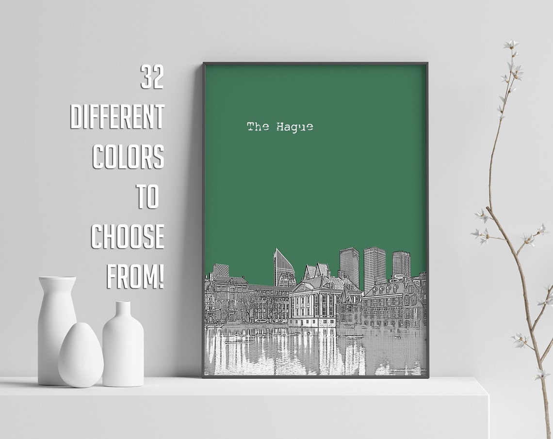 The Hague Netherlands Skyline Color Block Poster Custom Sky Color