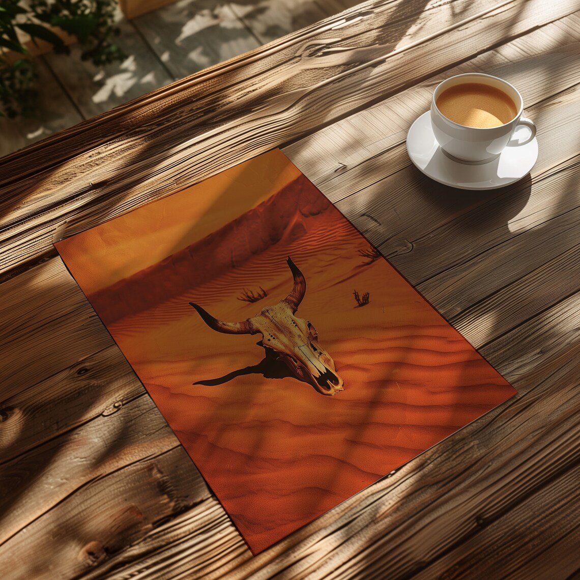 Cow Skull Western Art Print, Retro Sonoran Desert - Image 2