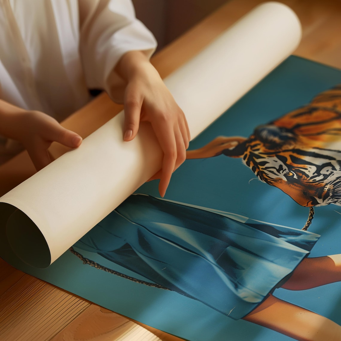 Vintage Woman Walking A Tiger Poster Print - Image 6