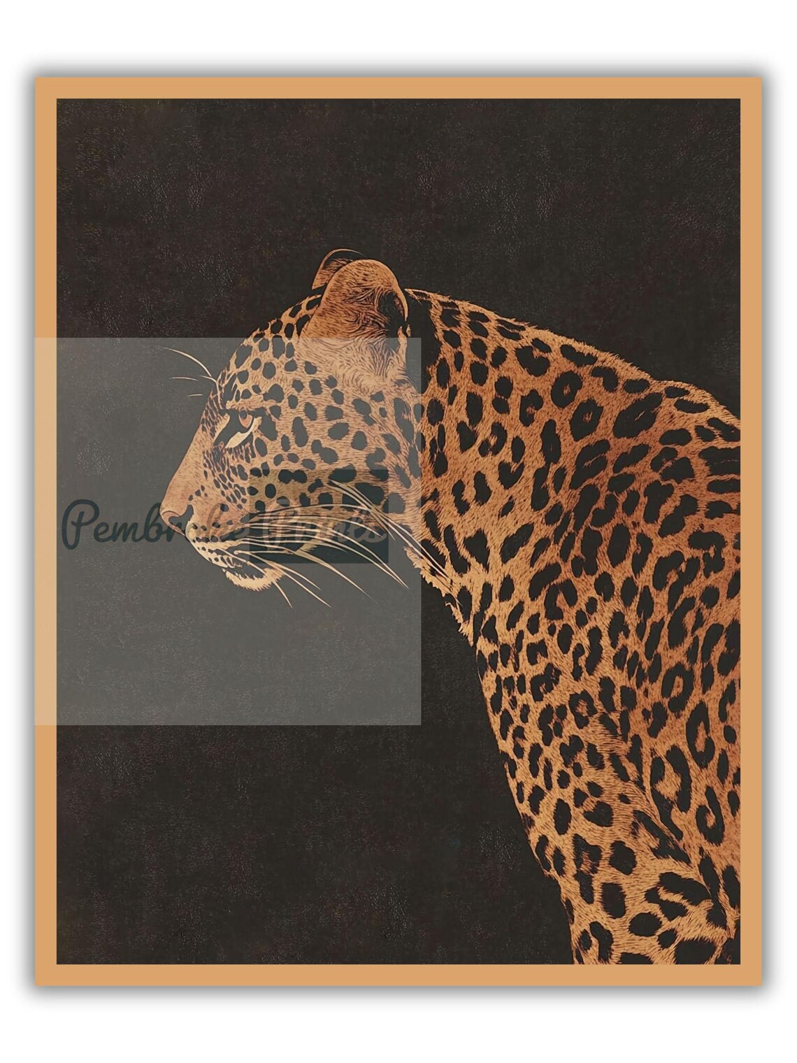 Vintage Leopard on Black Background, Safari Animal Art Print - Image 2