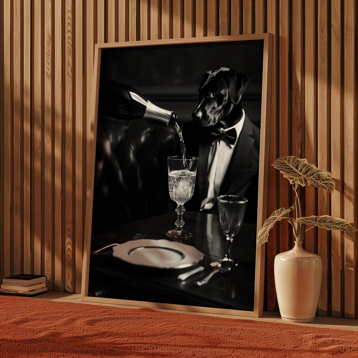 Black Lab in Tuxedo Champagne Funny Dog Poster for Dog Lovers - Image 5