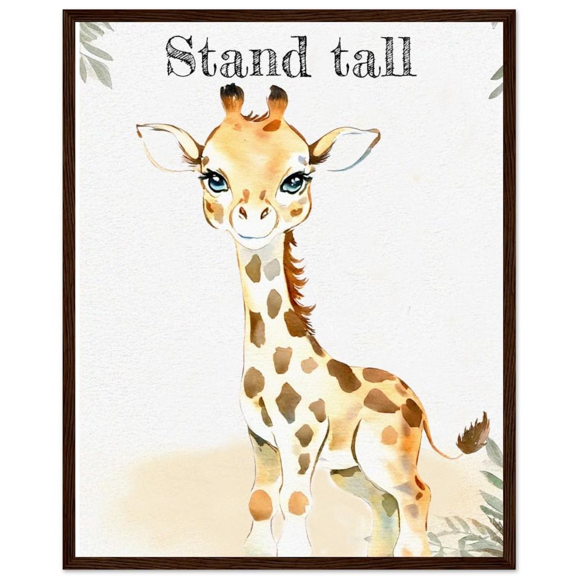 Stand Tall Cute Baby Giraffe Watercolor Nursery Kids Room Poster - Image 2