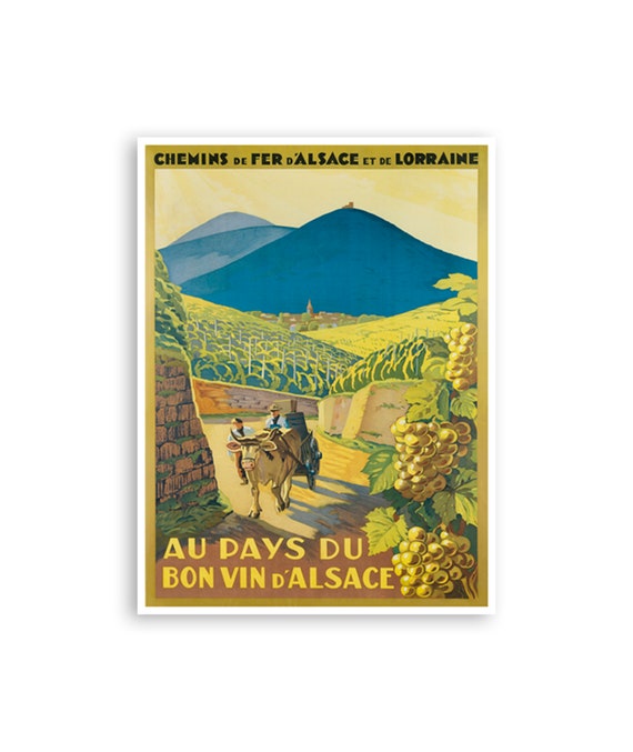 French Wines Alsace Vintage Travel Poster