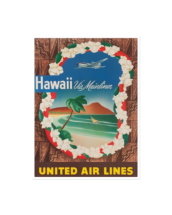 Hawaii Art Print Retro Travel Poster Xr1384