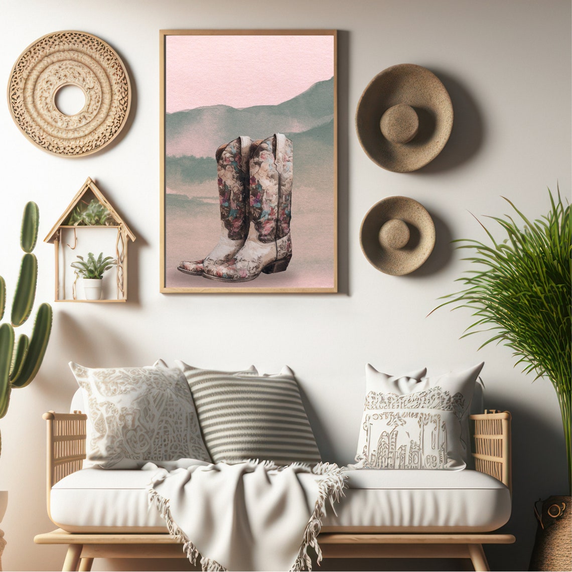 Western Artful Cowgirl Boots Wall Art Instant Southern Girl Boots Room Wall Art Pink Western Watercolor Girly Wall Art West01 - Image 5