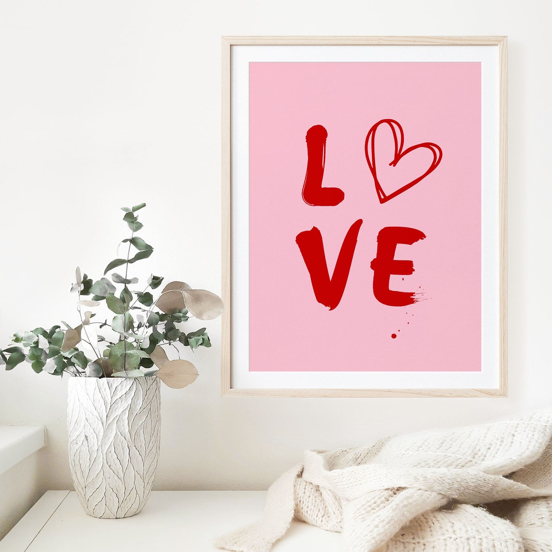 Love Typography Pink Preppy Valentine Room Decor Heart Poster - Image 2