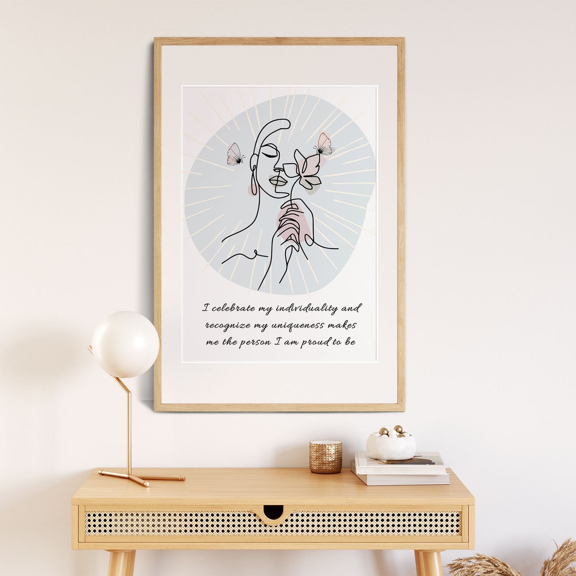Celebrate Individuality Self Love Boho Line Art Woman Wall Print - Image 3