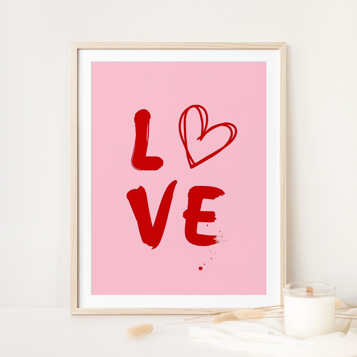 Love Typography Pink Preppy Valentine Room Decor Heart Poster - Image 7
