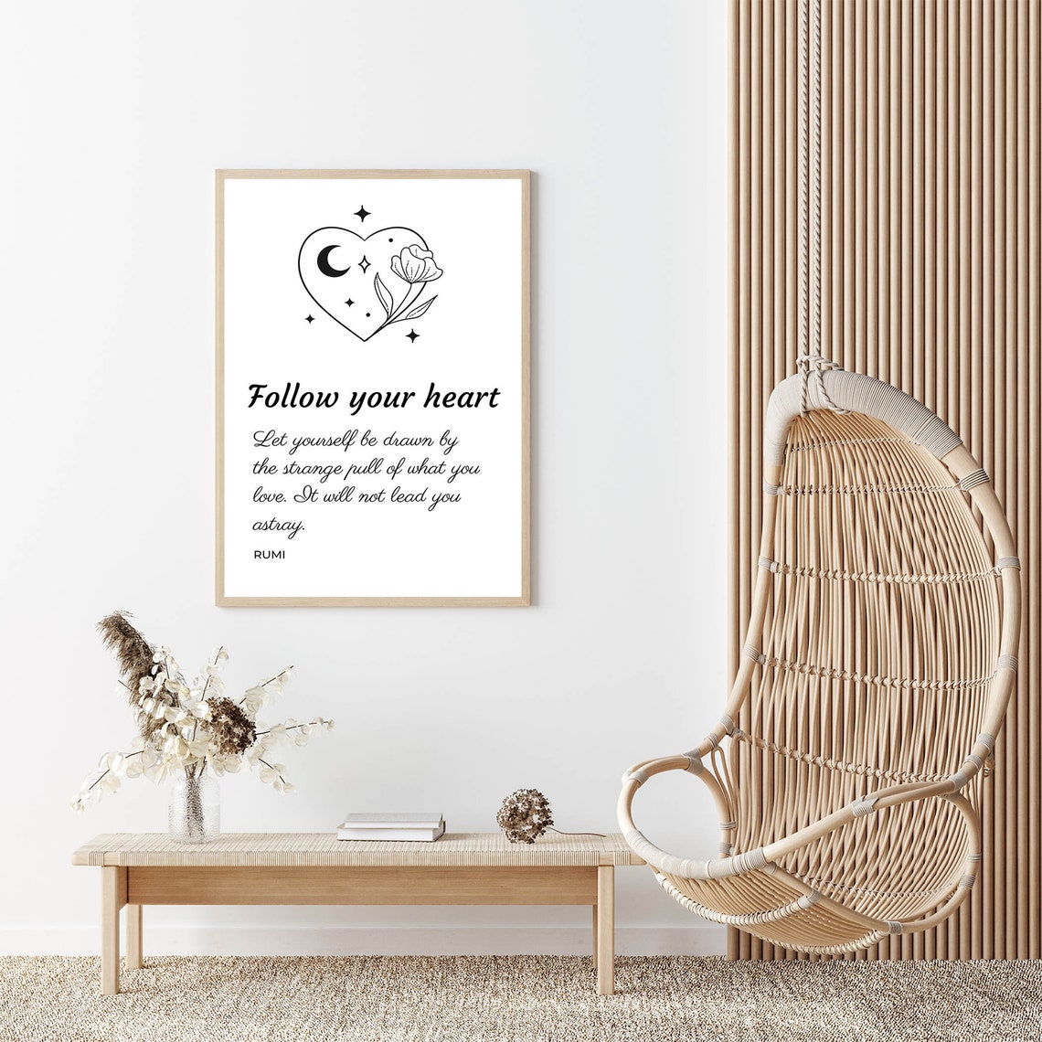 Rumi Follow Your Heart Quote Celestial Heart Minimalist Poster - Image 5